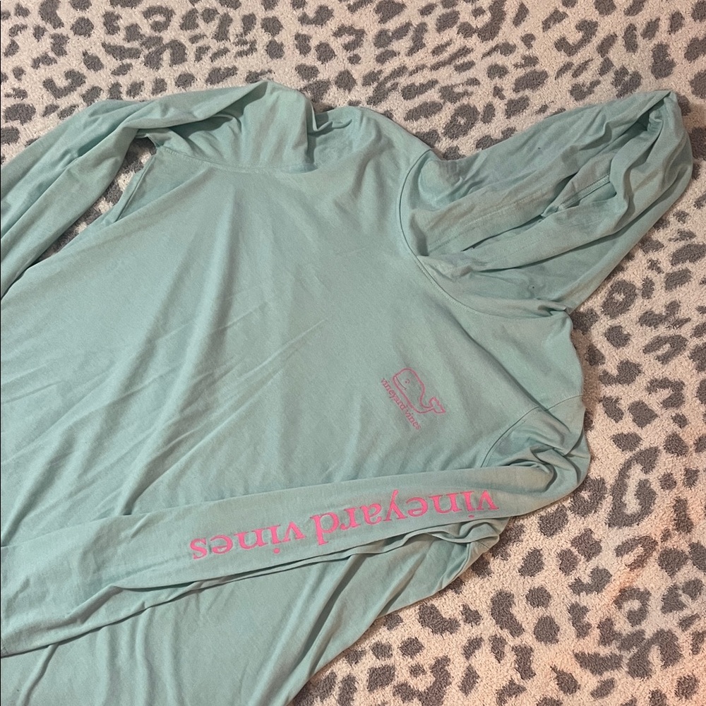 Vineyard Vines Teal Hoodie with Pink Logo
